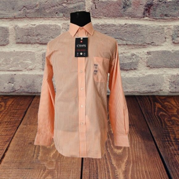 CHAPS WRINKLE FREE REGULAR FIT MEN LONG SLEEVE DRESS SHIRT - SIZE L (16-16 1/2) - Picture 3 of 6